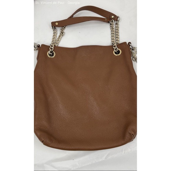 Vintage Michael Kors Brown Pebbled Leather‎ Hobo Shoulder Bag Purse Chain Handle - Picture 4 of 11